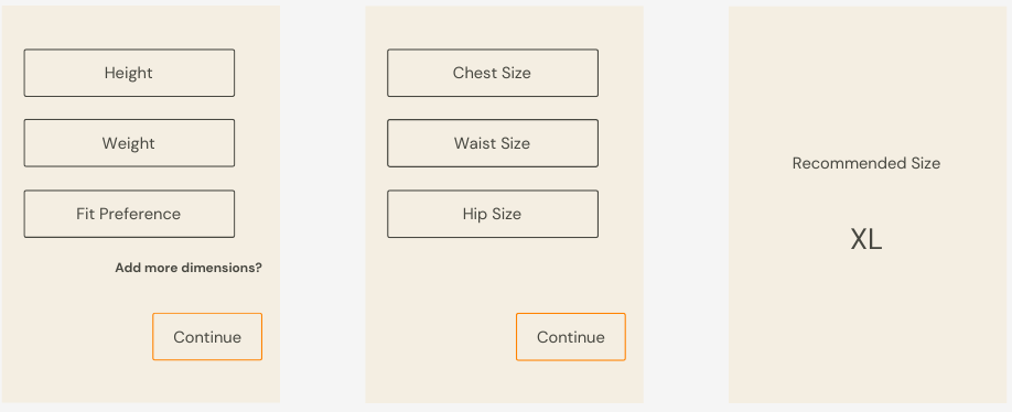 FitEz AI-driven sizing solution offering real-time, personalized size recommendations based on body measurements, seamlessly integrating with e-commerce platforms to reduce returns and enhance customer satisfaction.